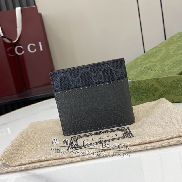 Gucci專櫃古馳最新款飾鏤空互扣式雙G錢包男士短夾錢包 jh2101型號：701420